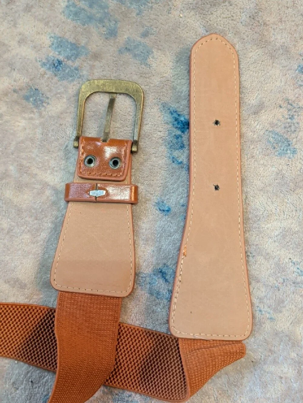 Brown Stretchable Braid Belt with Leather Trim - NWOT - Unisex Women's 29